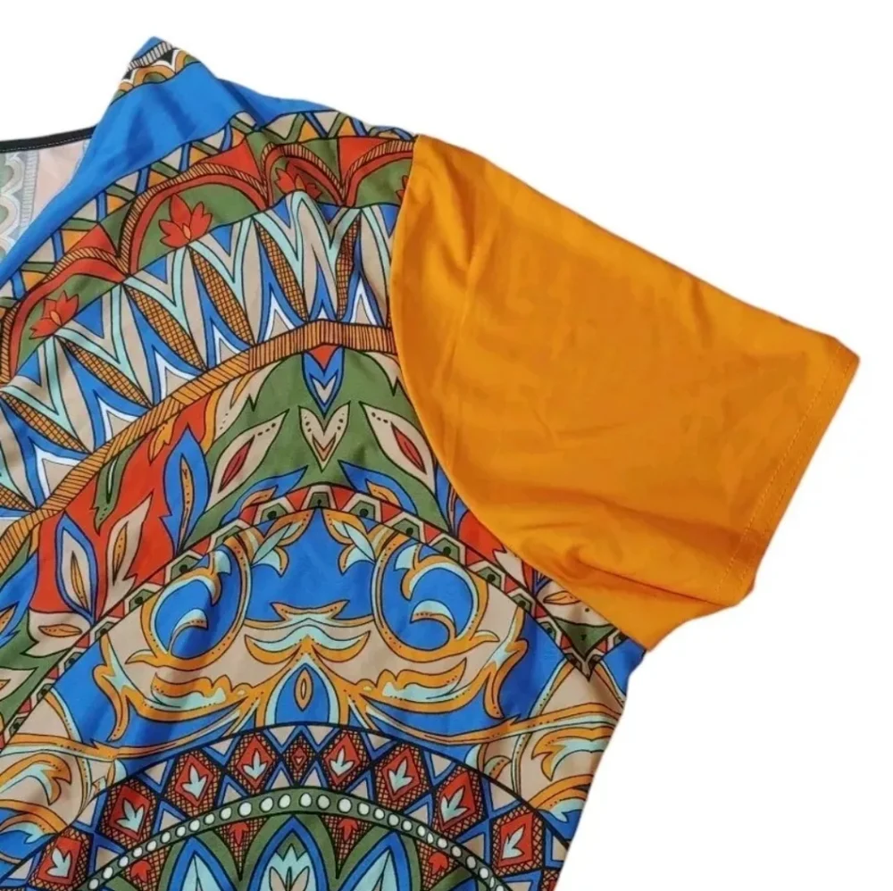 Ashley Stewart Tribal Midi Dress Woman Plus 34W 36W Orange Geometric Tribal New
